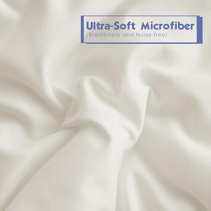 HIG 3pc Down Alternative Comforter Set - All Season Reversible Comforter with Two Shams - Quilted Duvet Insert with Corner Tabs - Box Stitched - Super Soft, Fluffy (Full/Queen, Ivory)