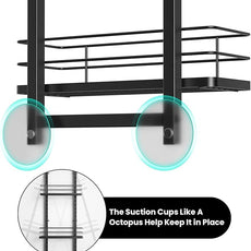 Shower Caddy Hanging (Black), Adjustable Anti-Swing-Over The Shower Head Caddy, 3 Tier Height Bathroom Storage Organizer, Bathroom Shelves Basket Rack, Shower Caddies Rack with Adjustable Soap Basket