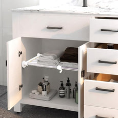 BAOYOUNI Closet Tension Shelf Rod Heavy Duty Wardrobe Organizer Adjustable Storage Shelves Rack DIY Closet Dividers Separators for Kitchen Bathroom Bedroom Garage, 19.69-31.5 Inches