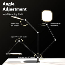 LED Desk Lamp for Home Office, Eye-Caring Modern Desk Light, 3 Color Temperature 10 Brightness Computer Light, Dimmable Desk Light with Memory & Timer Func, Metal Swing Arm Table Lamp