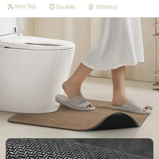 PADOOR Braided Toilet Rugs U Shaped, Non Slip Toilet Mats for Bathroom Floor Machine Washable Super Absorbent Contour Bath Rugs for Toilet Mat Quick Dry U Shaped Toilet Rug, 20''x24'' Brown