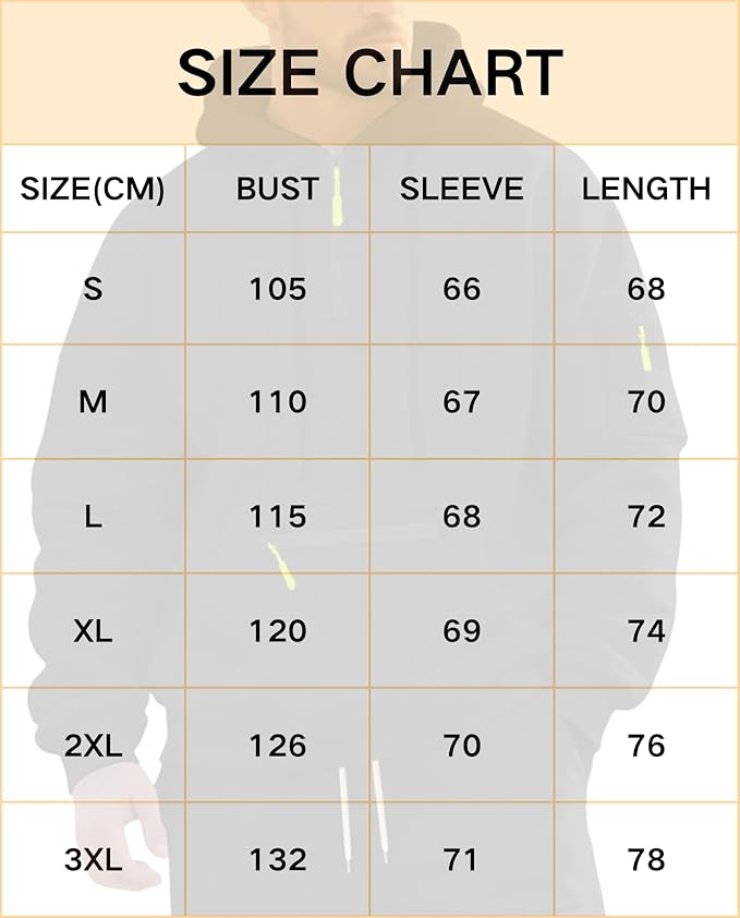 Men's Hooded Sweatshirt - Quarter Zip Pullover with Pockets Autumn Winter Casual Wear for Vacations