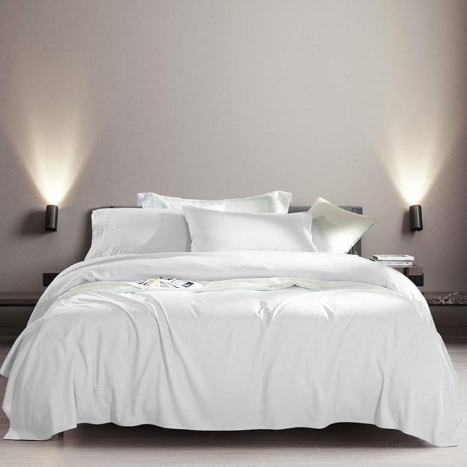 SONORO KATE Bed Sheet Set Super Soft Microfiber 1800 Thread Count Luxury Egyptian Sheets Fit 18-24 Inch Deep Pocket Mattress Wrinkle-6 Piece (White, Full)