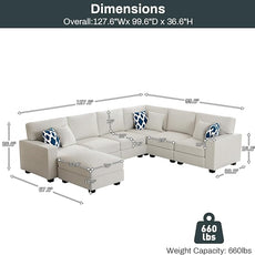 Legend Vansen Modular Sectional Sofa U Shaped Couch with Ottoman Modern Reversible Corner Sectional Couch for Living Room (Cream, U Shaped Sofa-2)