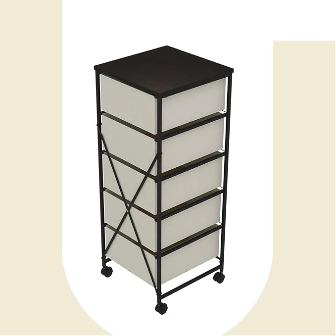 Small Cabinet with Drawers Rolling 5 Drawer Mobile File Cabinet for Home Office Storage and Organization, Fabric Vertical Under Desk Storage for A4/Letter Files(