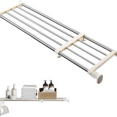 BAOYOUNI Tension Shelf Adjustable Closet Rod Space Saving Wardrobe Clothes Dividers Ivory, 33.07-46.26 Inches