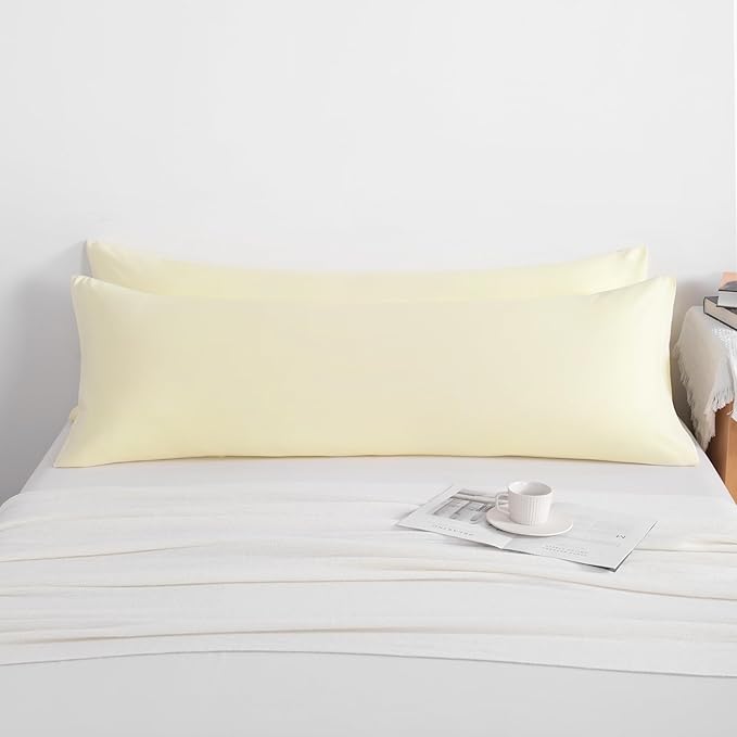 NTBAY Body Pillow Cases Set of 2, 2 Pack Brushed Microfiber 20x54 Pillow Cases, Soft, Wrinkle, Fade, Stain Resistant Ivory Pillow Cases with Envelope Closure, 20x54 Inches, Ivory