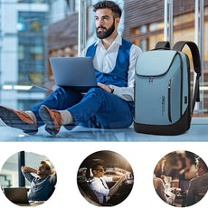 BANGE Business Smart Backpack Waterproof fit 15.6 Inch Laptop Backpack with USB Charging Port,Travel Durable Backpack (Light Blue(three Pocket), Medium)