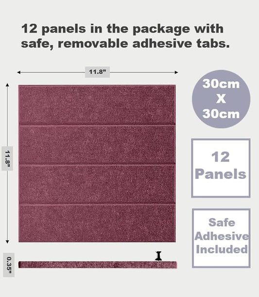Felt Bulletin Board Tiles | Modern Cork Board Alternative | Large Cork Boards for Walls | Aesthetic Felt Wall Panels for Office & Home Decor | Pinboard & Photo Board (12-Pack) | Red Wine