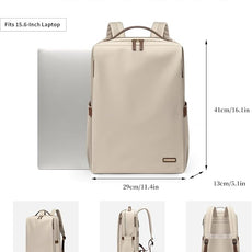 GOLF SUPAGS Stylish Laptop Backpack for Women Airline Approved Perfect for Work College and Travel Multi-Functional Casual Daypack Fits 15.6 Inch Notebook (Apricot)