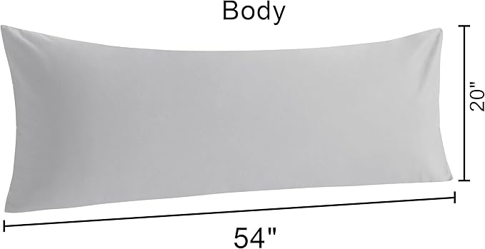 NTBAY Cotton Body Pillowcase - Envelope Closure 20x54 Pillowcase, Breathable and Soft Bed Pillow Case, Light Grey