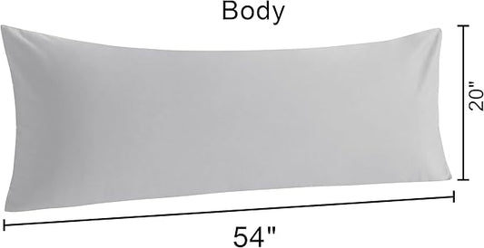 NTBAY Cotton Body Pillowcase - Envelope Closure 20x54 Pillowcase, Breathable and Soft Bed Pillow Case, Light Grey