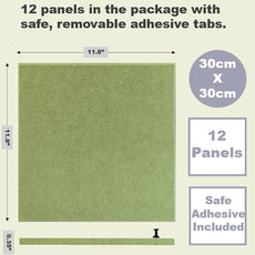 Felt Wall Tiles | Large Cork Board Alternative | Aesthetic Felt Bulletin Board for Office, Home & Classroom | Large Cork Boards for Walls Pinboard (12-Pack) | Spring Green