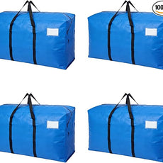 4 Pack Heavy Duty Moving Bags with Backpack Straps & Handles, Large Storage Bags with Zipper for Clothes, College Moving Supplies and Dorm Essentials (24 Gal, Blue)