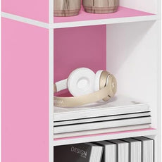 Furinno PASIR Book Shelf, 5-Tier Modern Bookshelf, Open Shelves Bookcase 9 x 12 x 52, for Living Room, Bedroom, Home Office, Pink/White