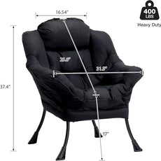HollyHOME Lazy Chair with Armrest and Side Pocket, Comfy Accent Lounge Chair,Leisure Sofa Armchair for Living Room, Bedroom, Dorm, or Small Spaces, Oversized Reading Sofa Chair,Black
