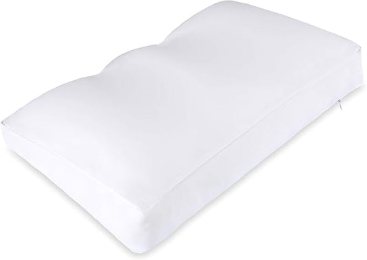 PILLOWY Premium Microbead Bed Pillow, Medium Extra Fluffy But Supportive - Ultra Comfortable Sleep with Silk Like Anti Aging Cover 85% Spandex/ 15% Nylon Breathable, Cooling White