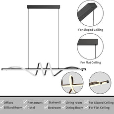 Modern LED Pendant Lights, 39in Chandelier Dimmable with Remote Control 3000k-6000K Adjustable Color Temperature, Aluminum Island Lighting Lamp Fixture for Kitchen, Dining Room, Billiard Room