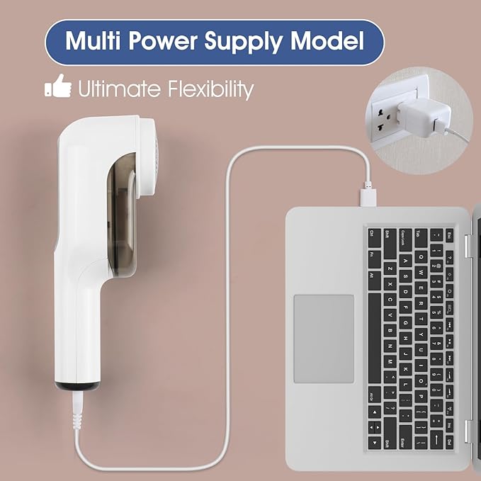 Rechargeable Electric Fabric Shaver Lint Remover with LED Display, Sweater Shaver 2- Speed to Remove Fuzz and Pill for Clothes, Furniture, Couch and Blanket(White)
