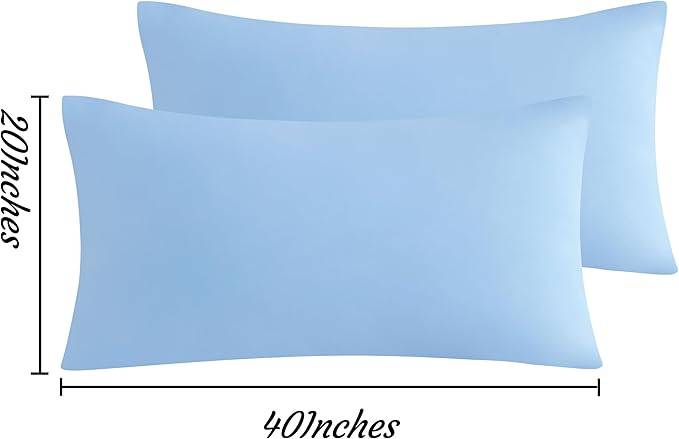 NTBAY King Pillow Cases Set of 2, 2 Pack Brushed Microfiber 20x40 Pillow Cases, Soft, Wrinkle, Fade, Stain Resistant Sky Blue Pillow Cases with Envelope Closure, 20x40 Inches, Sky Blue