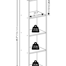 Furinno PASIR Book Shelf, 4-Tier Modern Bookshelf, Open Shelves Bookcase 9 x 12 x 42, for Living Room, Bedroom, Home Office, Amber Pine