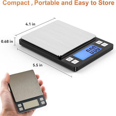 BOMATA 0.01g/1kg Upgraded Small Digital Scale, USB Rechargeable, with Larger Display and Hold,Tare Function, 9 Units, High Precision Digital Scale Grams and oz for Small Item, Kitchen…