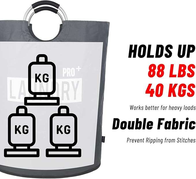 Caroeas Super Large 150L Laundry Basket Pro, Waterproof Laundry Hamper, Collapsible Laundry Basket Easy Storage, Clothes Hamper Stands Up Well, Laundry Bag with Padded Handles (Red)