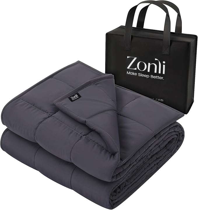 ZonLi Weighted Blanket for Adults (80"x87", 20lbs, Dark Grey) King Size High Breathability Cooling Heavy Blanket, Soft Material with Premium Glass Beads, All-Season, Easy Care