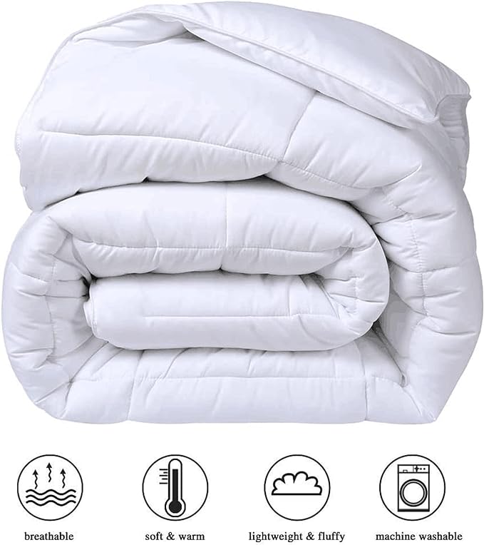 COHOME King Size Cooling Comforter All-Season Quilted Down Alternative Duvet Insert Luxury Hotel Reversible Winter Warm Comforter with Anti-Clump Tech & 8 Tabs - Gift for Women & Men - White 90"x102"