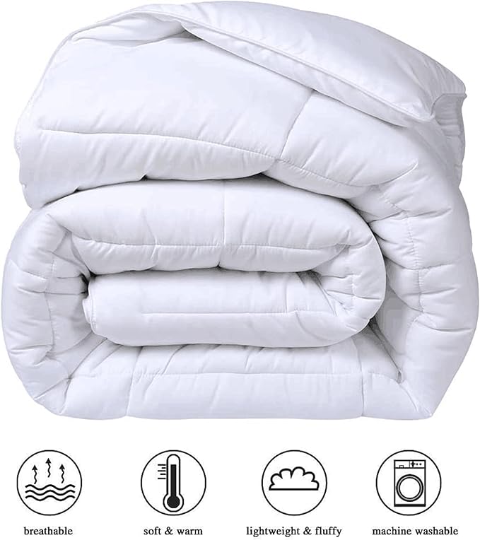 COHOME Queen Size Cooling Comforter All-Season Quilted Down Alternative Duvet Insert Luxury Hotel Reversible Winter Warm Comforter with Anti-Clump Tech & 8 Tabs - Gift for Women & Men - White 88"x88"