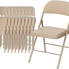 10 Pack Folding Chairs with Padded Cushion and Back, Khaki Portable and Foldable Chairs with Durable Metal Frame for Indoor Outdoor Office Party Events Kitchen, 330lbs Capacity