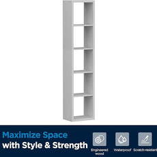5 Cube Storage Organizer Single Row, Cube Shelf with Heavy-Duty Thick Boards, 13.31