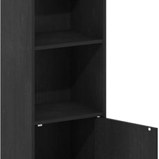 Furinno LUDER Book Shelf, 3-Tier Modern Bookshelf, Bookcase with 1 Door Storage Cabinet, 9.3 x 12 x 31.5, for Living Room, Bedroom, Home Office, Blackwood