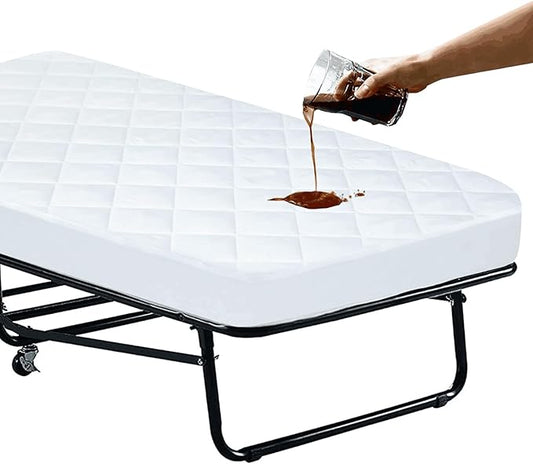 Cot Size Mattress Pad Waterproof Quilted, Absorbent Soft Mattress Pads Protector Cover Quilted Fitted Mattress Protector Narrow Twin 31" X 75", Cover Only