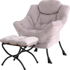 Tiita Modern Lazy Chair with Ottoman, Large Accent Armchair, Leisure Sofa Armchair with Footrest for Bedroom, Living Room, and Dorm Rooms