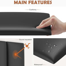 IFNOW Wall Mounted Upholstered Headboard Queen, 3D Peel and Stick Soundproof Panels, Reusable and Removable Padded Leather Bed Headboard, 9 Panels 9.84