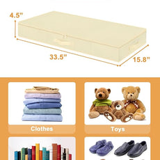 punemi 4.5 Inch Tall Low Profile Under Bed Storage Containers Bins, 2Pcs Shallow Flat Underbed Clothes Storage With Sturdy Structure Support, Under Couch & Sofa Storage For College Dorm Room, Beige