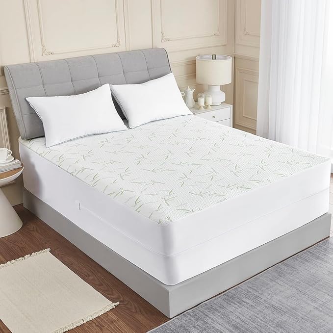 Parkdeny Twin XL Mattress Encasement, Waterproof Cooling, Rayon from Bamboo, 3D Air Fabric, Breathable, Noiseless, Washable, Fits 5"-13" Deep Mattresses