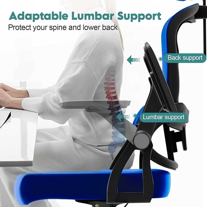 Ergonomic Office Chair - 400LB Comfy Desk Chairs with Adjustable Headrest and Lumbar Back Support, Mesh Computer Chairs with Wheels and Arms for Home Office, Study