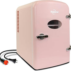 Koolatron Mini Fridge - Refrigerator for Bedroom, Office, Portable Table Top Beverage Cooler, 12V 110V Refrigerador for Drinks, Soda, Wine, Use in Car, Dorm, Outdoor, Patio, 6 Can
