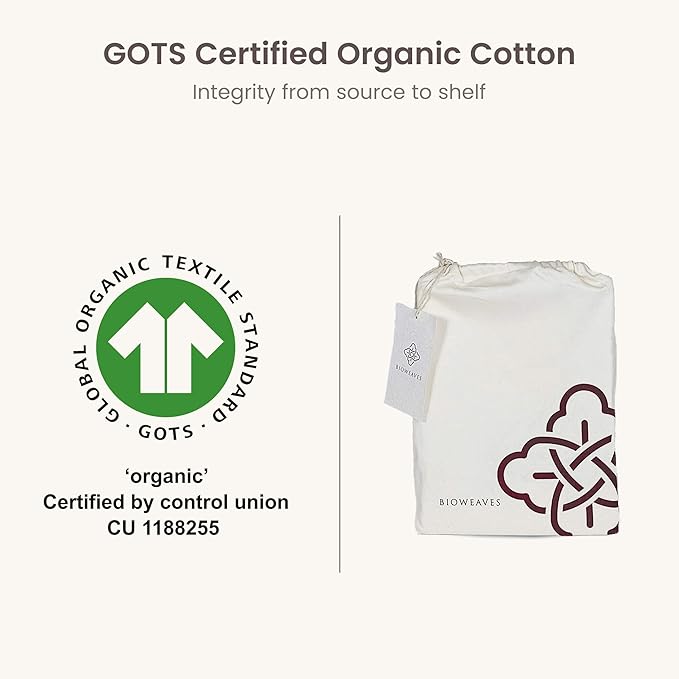 Bioweaves 100% Organic Cotton Body Pillow Cover with Zipper | 300 Thread Count, Soft Sateen Weave, GOTS Certified | 21x54 Inches, Natural, Set of 2