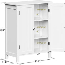SUPER DEAL Modern Bathroom Floor Storage Cabinet with Adjustable Shelf and Double Door Rust Proof, Living Room Modern Home Furniture Storage Organizer Cabinet