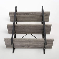 HSH 3-Shelf Bookcase, Rustic Gray 3 Tier Bookshelf, Vintage Industrial Wooden and Metal Display and Storage Bookshelves Tower for Home Office Livingroom Bedroom Light Grey Oak