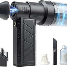 4-in-1 Compressed Air Duster with Light, Handheld Car Vacuum/Air Blower/Pump/Inflate 130000RPM Adjustable Electric Vacuum Cleaner for Computer Keyboard Car Home(Black)