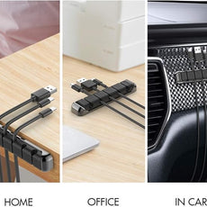AHASTYLE Cable Organizer Holder 5 Slots Desktop Cord Wire Clips Keeper for Organizing USB Cable/Power Cord/Wire Home Office and Car (Black)