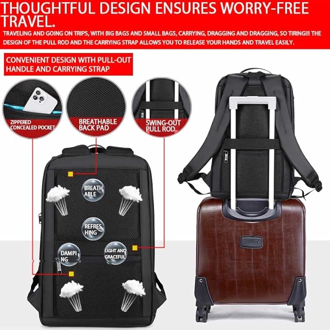Shockproof Waterproof Laptop Backpack, 17-Inch Anti-Scratch Travel Backpack with Large Storage(Black/Gray/Green) (Black)
