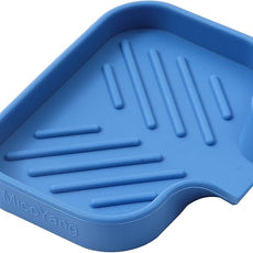 Silicone Bathroom Soap Dishes with Drain Spout-Bathroom and Kitchen Sink Organizer,Sponge Holder,Dish Soap Tray,Perfect for Dispenser,Scrubber,Bottle,Cup on Counter Lichen Blue 4.9