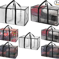 ClearSpace Heavy Duty Moving Bags or Storage Bags – Clear Storage Bins with Lids, Large Moving Boxes with Backpack Straps & Zippers,– Packing Box & Moving Supplies for College Dorm, 7 Pack