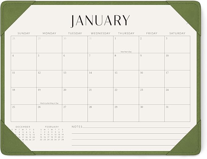 Jotsome Desk Calendar 2026 with Desktop Mat, Desk Pad Calendar From 2026 to Jun 2027 14x10.5 inch, Desk Blotter Calendar for Home Office and School, Easy Planning, Gift for the Holidays or Christmas, Green