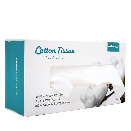 Winner Cotton Face Towels, 100% USDA Biobased Facial Towelettes, Disposable Face Towel XL, Odor-Free, Ultra Soft Makeup Remover Wipes for Sensitive Skin, Biodegradable, 100 Ct, Pack of 1